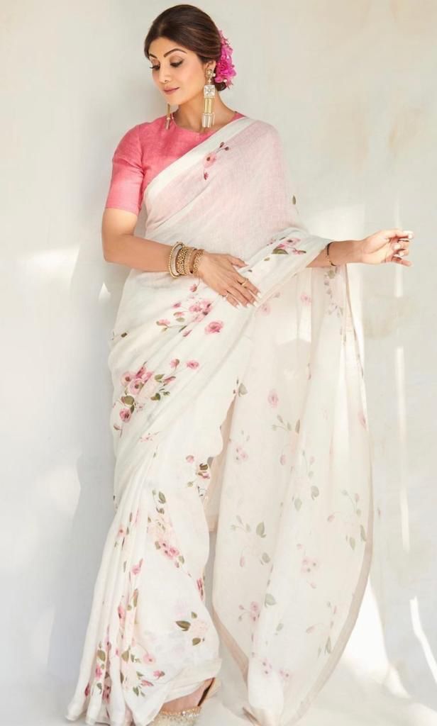 MG 256 Linen Printed Daily Wear Sarees Catalog